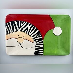 Christmas Santa Zebra Hat Serving Platter